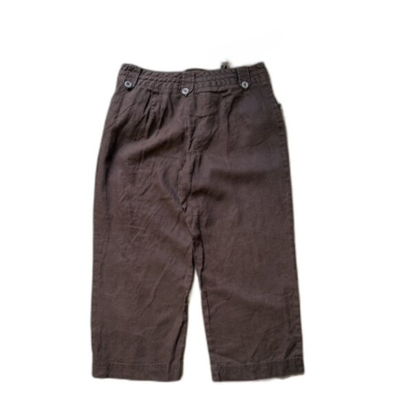 Womens 100% Linen Wide Leg Pants Size 6 Cropped Coastal Boho Beach Neutral - Picture 11 of 12